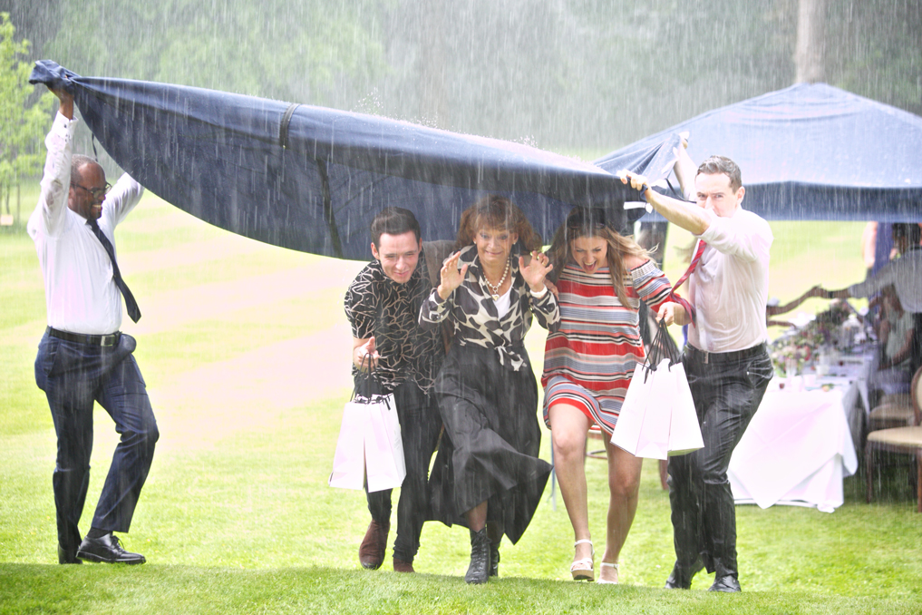 Champneys Afternoon Tea Launch Celebrities Running in the Rain