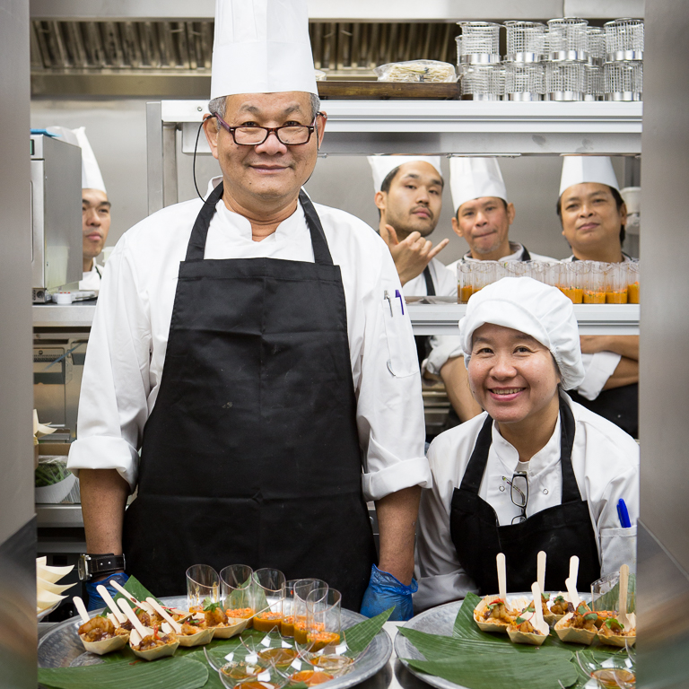 Chefs in the kitchen at the Giggling Squid Warwick Launch Rebecca Fennell Photography