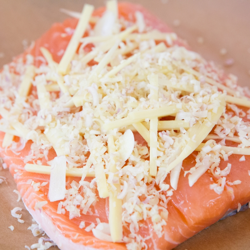 Preparing Asian salmon